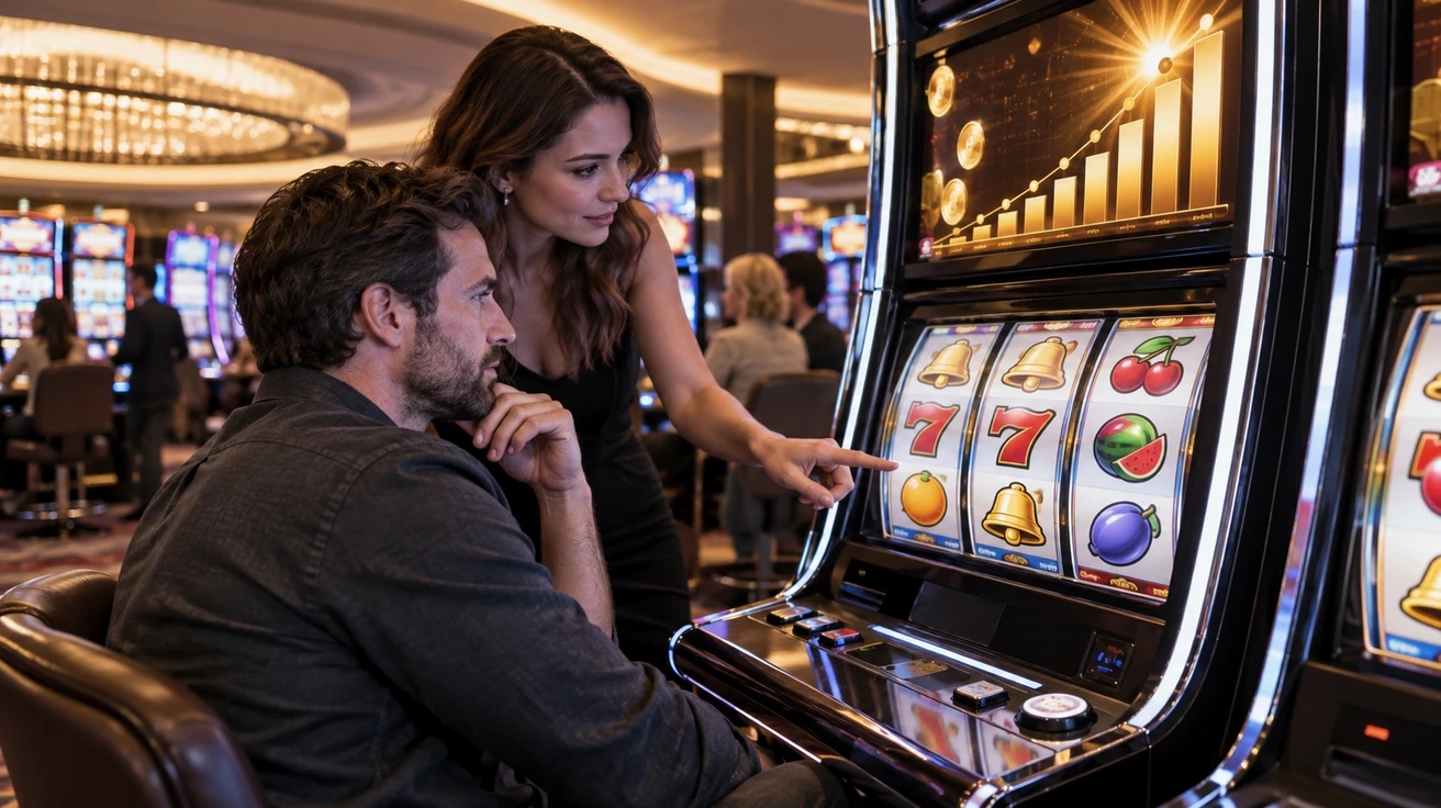 အော်ပရေတာတစ်ခု ၏ ကျယ်ပြန့်သော slot machine ခန်းမကို အလှမ်းမှ မြင်ကွင်း