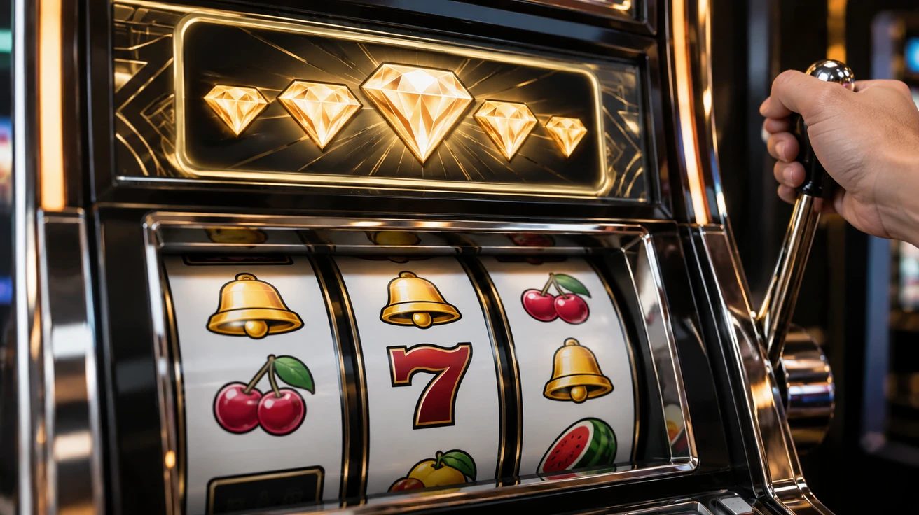 အော်ပရေတာတစ်ခု ၏ slot machine အတန်းလိုက်များကို အနီးကပ်ရိုက်ကူးထားသည့် မြင်ကွင်း