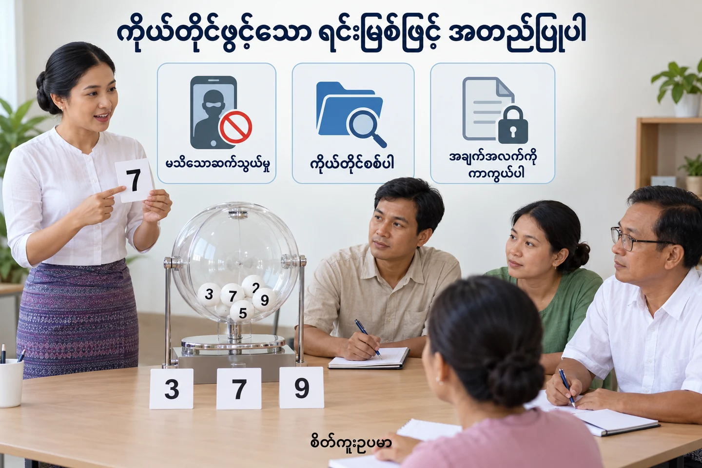 မသိသူဆုဖုန်းနှင့် မိမိအထောက်အထားကို တိုက်နည်း ကို ပြထားသော စိတ်ကူးဥပမာပုံ။